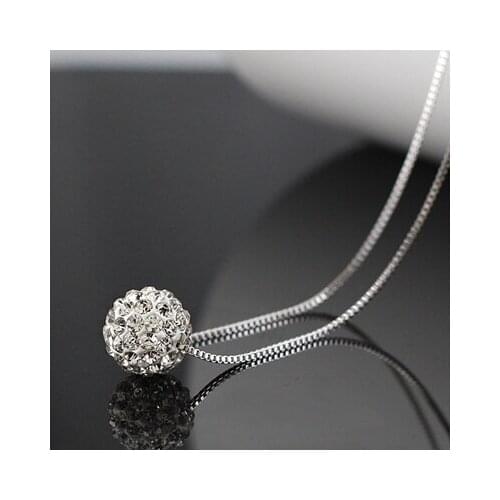 925 Sterling Silver ball Necklaces & Pendants For Women Fashion Lady Festival Gift Sterling-silver-jewelry