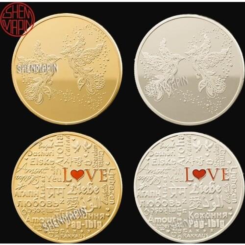 Love commemorative coin Liberty Happy Mandarin Duck Coins Collectibles Marriage Memorial Valentines Day Gift A Token of Love