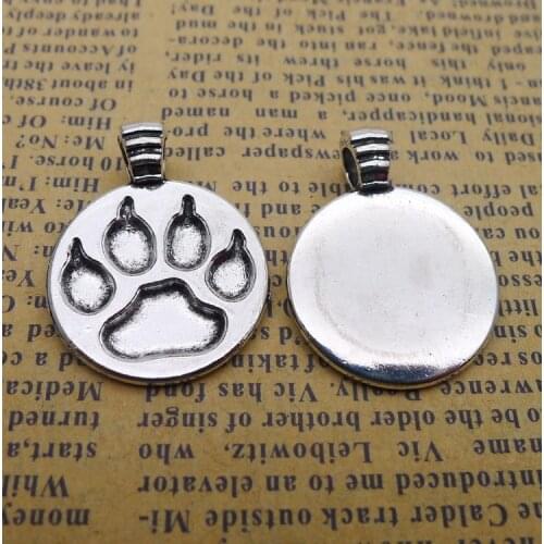 8pcs/Lot 21x28mm Dog Paw Alloy Charms Antique Silver Color Pendants for DIY Jewelry Making Charm
