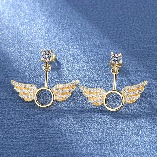 Lovely Angel Wing Earrings Gold Plated Exquisite Zircon Earrings Womens Earrings Elegant Girl Birthday Party Jewelry Gift