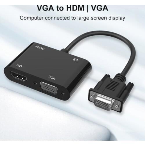 VGA to HD/M+VGA 1080P HD HD/M Video Converter for DVD Projector Smart TV Laptop Monitor
