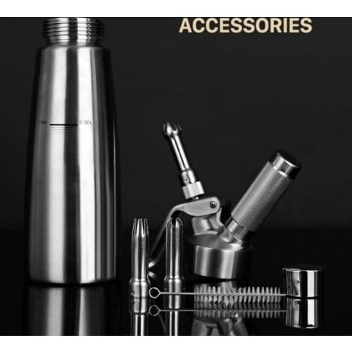 Professional Whipped Cream Maker Stainless Steel Cream Dispenser Gourmet Cream Whipper with 4 Decorating Nozzles