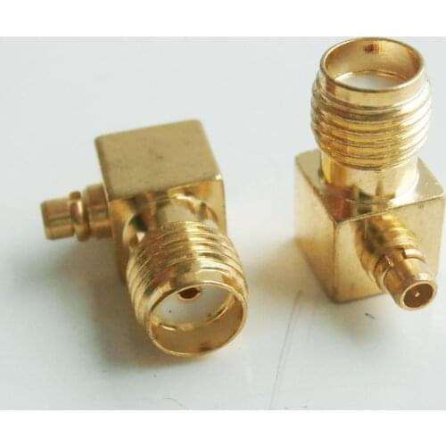 MMCX To SMA Connector Socket MMCX Male To SMA Female Plug 90 Degree Right Angle MMCX - SMA GOLD Plated Coaxial Coax RF Adapters