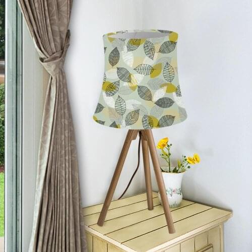 Printed Leaf Elastic Cloth Round Lampshade Art Deco Lamp Covers INS Prints Lamp Shade Washable Light Shade