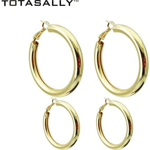 TOTASALLY Gold/ Silver Color Big Circle Hoop Earrings for Women Simple Metal Round Earrings Minimalist Jewelry Wholesale