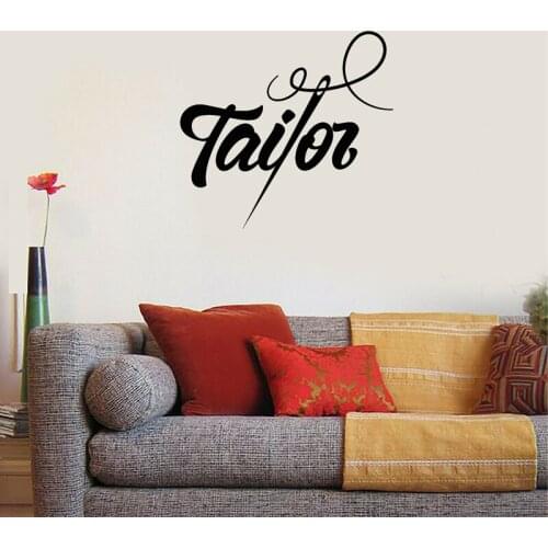 Modern Tailor Atelier Sign Clothing Thread Needle Sewing Studio Stickers Wall Vinyl Home Decor Room Window Wall Decal Mural 4863
