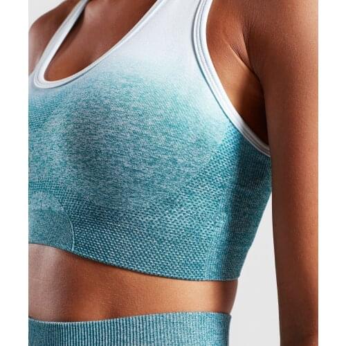 Sports Ombre Seamless Sports tops For High Quality Workout Fitness Crop Top shirt Padded Push Up Fitness Yoga Bra For Women Gym