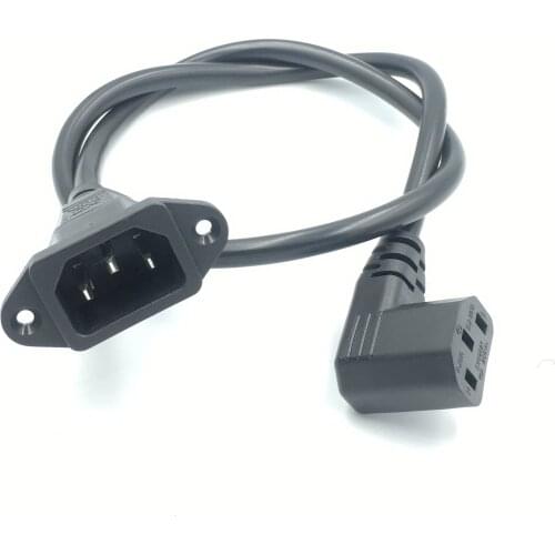 IEC320 C14 to C13 Extension cord,C14 with screw holes and C13 Short,60cm lenght.Right Left Angled