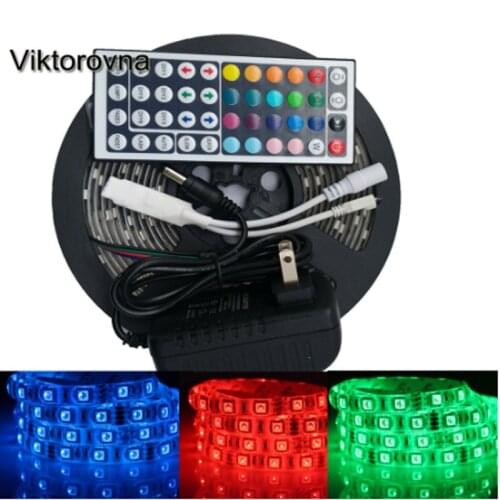 SMD5m/10m Waterproof LED RGB strip light 5050 30LEDS/m 44key remote controller Power Adapter RGB Fita Ribbon Lamp led strip set