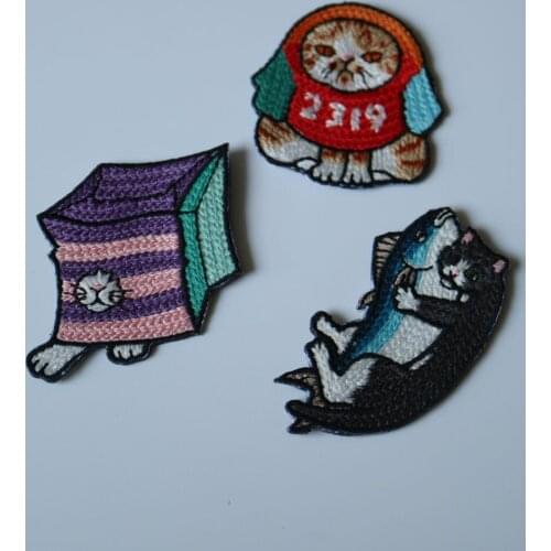 DIY ironing embroidery cat patches for clothes iron on embroidered parches appliques for clothing parches para la ropa