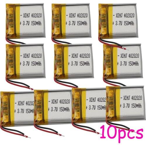 XINJ 10pcs 3.7V 150 mAh Li Polymer lipo Battery cell 402020 For GPS camera smart watch DIY headphones bluetooth earphone speaker