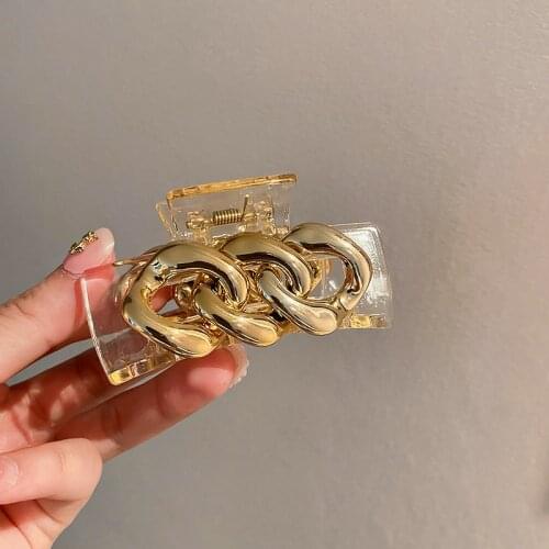 Acrylic Chain Catch Hair Hairpin South Korea Retro Personality Shark Sweet Cool Girl Catch Clip To Mature Wind Hair Girl