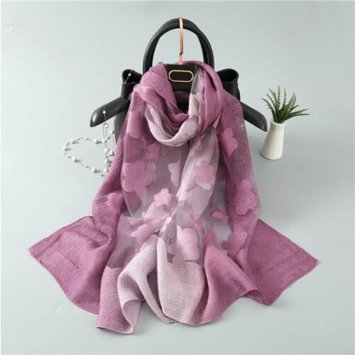 Women Simulation Silk Cut Flower Scarf Scarves Girls Embroidery Wild Sunscreen Shawl Adult Long Embroidered Lace Scarfs