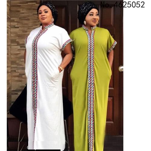 2020 SPring Traditional African Collar Long Dress bazin CLothing Women Print Loose Size with Dashiki Dress For Lady