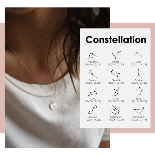Visunion Fashion Rose Gold Color Necklace Women 12 Star Constellations Pattern Custom Necklace Jewelry for Anniversary Party