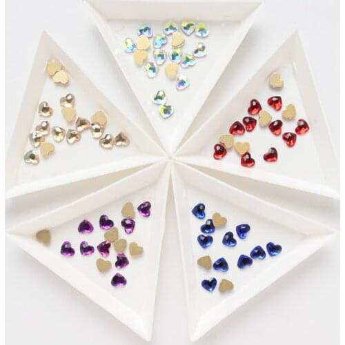 1bag (5.5*6mm) Chameleon Stone Heart Crystal Diamond Lot Nail Art Decorations 3D Manicure UV Gel DIY Jewelry Accessory 50pcs #JZ