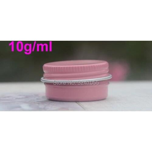 10ml/g Pink Empty Aluminum Round Cosmetic Cream Jar, Portable Travel Metal Tin Refillable Cream Jar, Mini Nail Art Decorations