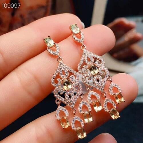 100% Natural and Real Natural And Real Citrine Earring 925 sterling silver Fine jewelry citrine Earring