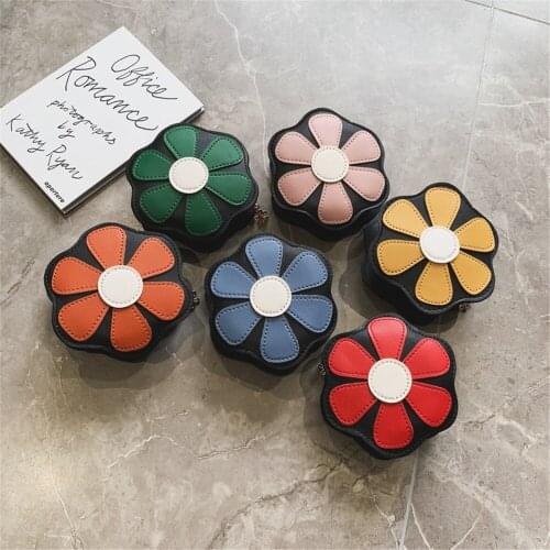 2020 Fashion Children Baby PU Shoulder Bag Cute Sun Fower Storage Crossbody Messenger Bags Girl Cute Wallets Bags Kids Gift