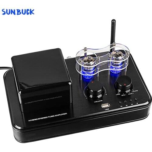 3.5 headphone Bluetooth lossless decoding Hifi Tube Amplifier 6F2 vacuum tube amp 15W Tube Transistor Integrated Power Amplifier