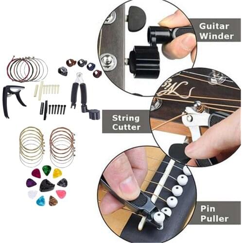 51Pcs Premium Guitar Accessories Tuner, Pick Holder Nuts Picks Repair tools