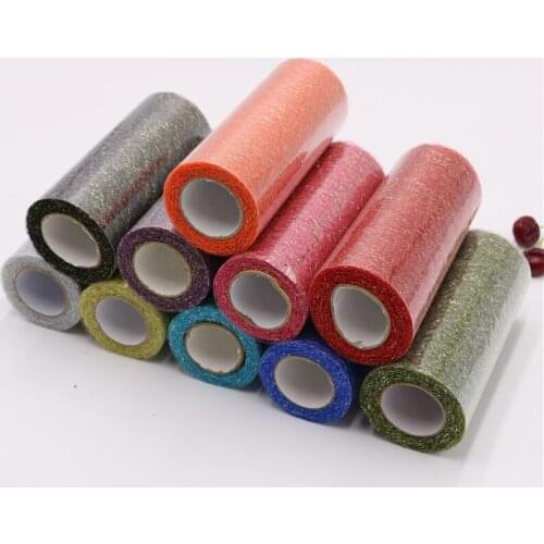 9.2m/roll Organza Tulle Roll Spool Fabric Ribbon DIY Tutu Skirt Gift Craft Party Chair Sash Wedding Party Decoration Gold Silver