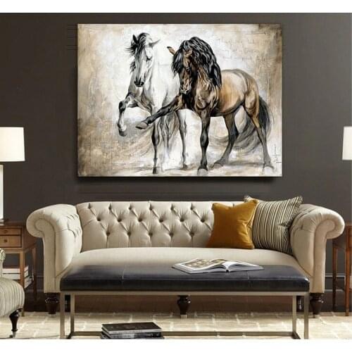 Retro Horse Abstract Oil Canvas Wall Art Painting Pictures Hanging Picture Art Painting Living Room Home Decor(No Frame)