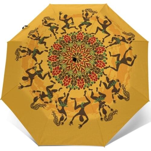 African Dancers Windproof Automatic Folding Inverted Umbrella Portable Paraguas for Man Woman