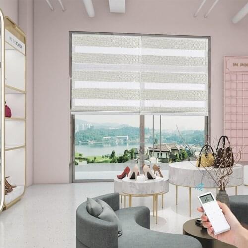 Automatic Zebra Blinds Motorized Blackout Electric Roller Blinds Double-Layer Sheer Shades for Windows Living Room Bedroom