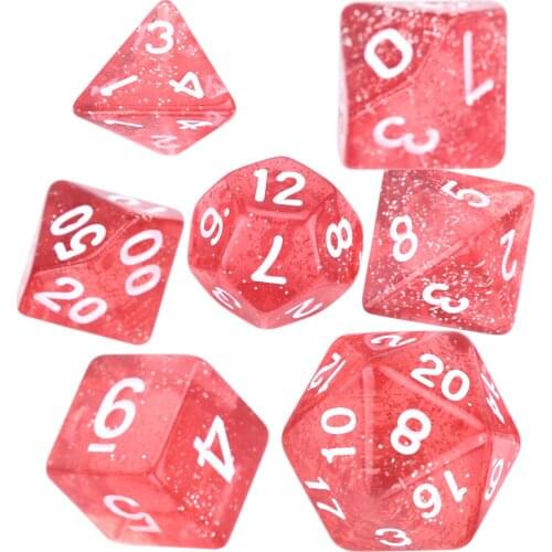 Glitter Polyhedral 7-Piece DND Dice Set D4 D6 D8 D10 D% D12 D20 Tabletop Roleplaying Games Accessories