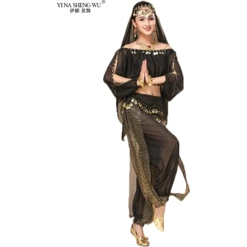 Bollywood Dance Costumes Indian Belly Dance Costumes Set For Women Chiffon Bollywood Oriental Belly Dance Costume Set New