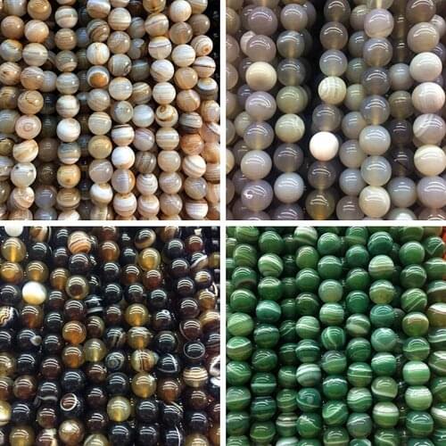 Wholesale Natural Stone Bead Mix Color Agates Round Beads for Bracelet Necklace DIY Jewelry Making 4mm 6mm 8mm 10mm