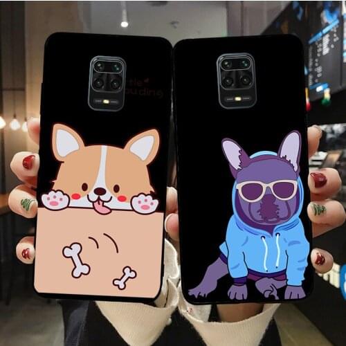 Cartoon dog Black Soft Phone Case for Mi10 Mi9T MiA2 MiA3 Mi11 Pro Lite Ultra Redmi Note 6 7 8 8T 9 9S 9ProMax Cover