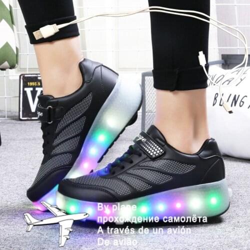 2021 New 27-43 USB Charging Children Sneakers With 2 Wheels Girls Boys Led Shoes Kids Sneakers With Wheels Roller Skate Shoes