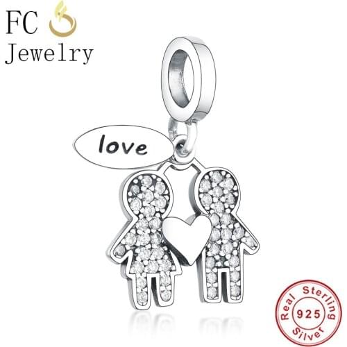 FC Jewelry Fit Original Brand Charm Bracelet Pulsera Sterling Silver Boy Girl Natural Zirconia Stone Bead Making Berloque 2019
