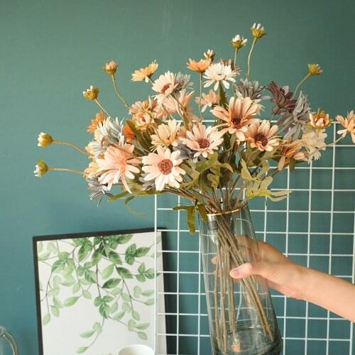 1 Pcs Daisy Bouquet Fake Plants Home Decoration Accessories Wedding Party Scrapbook Diy Pompoms Artificial Flowers Decor