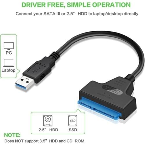 20cm USB 3.0/2.0/Type C to 2.5 Inch SATA Hard Drive Adapter Converter Cable for 2.5'' HDD/SSD