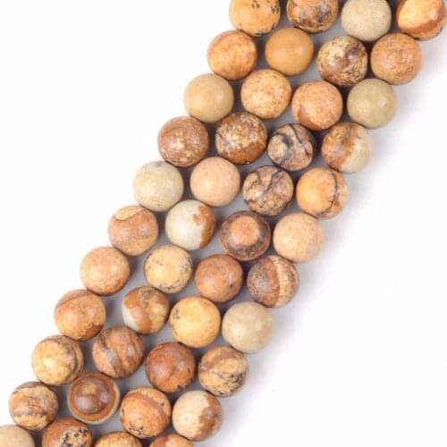 4 6 8 10 12mm Stone Beads Picture Jaspers Round Loose Spacer Beads For Jewelry Making DIY Bracelet Necklace Accessories Charms
