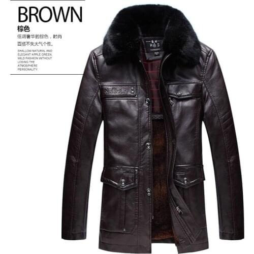 Turn-down collar leather clothing mens winter motorcycle leather jacket men jaqueta de couro masculino plus velvet thermal