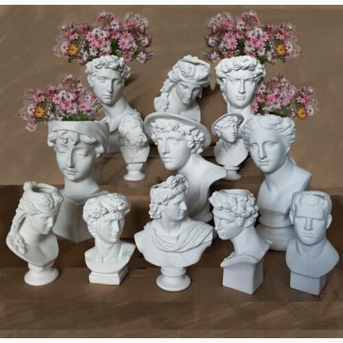 Creative Resin Imitation Plaster Vase David Sculpture Head Vase Flower Arrangement statue Apollo Venus Home Decor R4501
