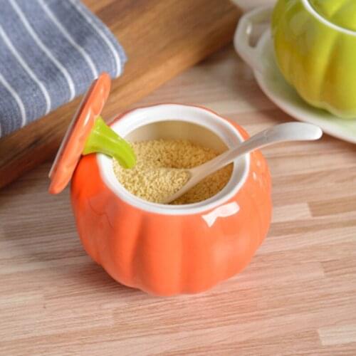 Creative ceramic seasoning pot household salt pot single seasoning box kitchen supplies seasoning bottle chili oil tank