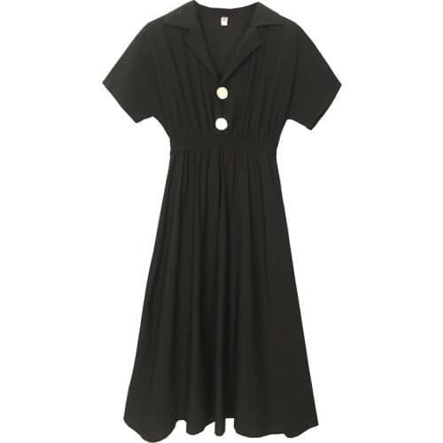 Summer Japanese School Uniform Girl Fashion Cartoon Black V Collar Dresses School Uniform Girls Cute Short Sleeve Casual Dress