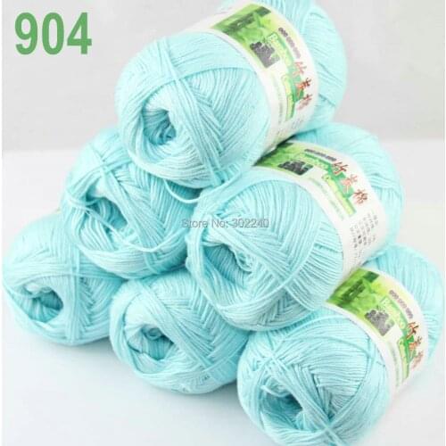 Lot of 6 Skeins Super Soft Natural Bamboo Cotton Knitting Yarn Baby blue 904