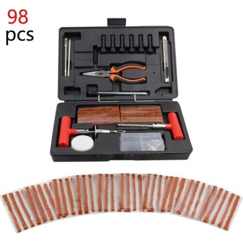 98PCS Tire Repair Kit Garage Tools Puncture Tyre Repair Kit Wheel Repair Car Prick Kit Anti-puncture Harness For Tire Repair