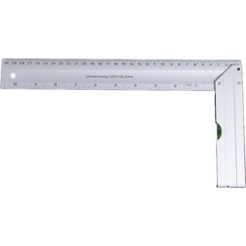 Square Ruler Set Kit 300Mm (12inch) Adjustable Engineers Combination Try Square Right Angle Ruler Set with Level Bubble