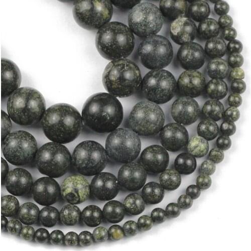 Natural Green Side Stone 4/6/8/10/12MM Round Curbstone Spacer Loose beads for Jewelry making DIY bracelets necklace accessories