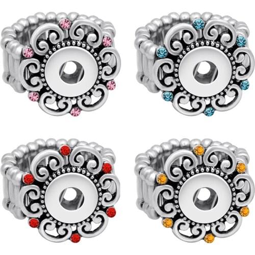 New fashion Elegant Hollow flowers pattern Metal snap rings flexible fit 12MM snap buttons DIY fittings wholesale JZ0010-2