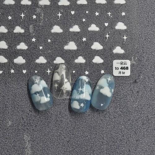 New craft manicure stickers stars white clouds 3D nail stickers DIY nail decoration