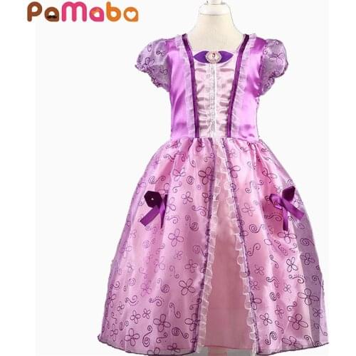 Pamaba Princess Rupanzel/Snow White/Sofia/Sleeping Beauty Dresses Childrens Ball Gown Carnival Girls Clothing Cosplay Costume