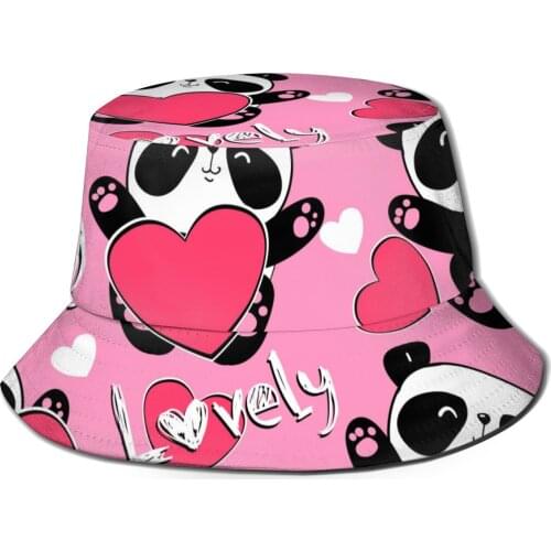 Fishermans Hat Unisex Bob Cap Panda Black And White Bear Valentines Day Hip Hop Gorros Panama Windproof outdoor Bucket Hat